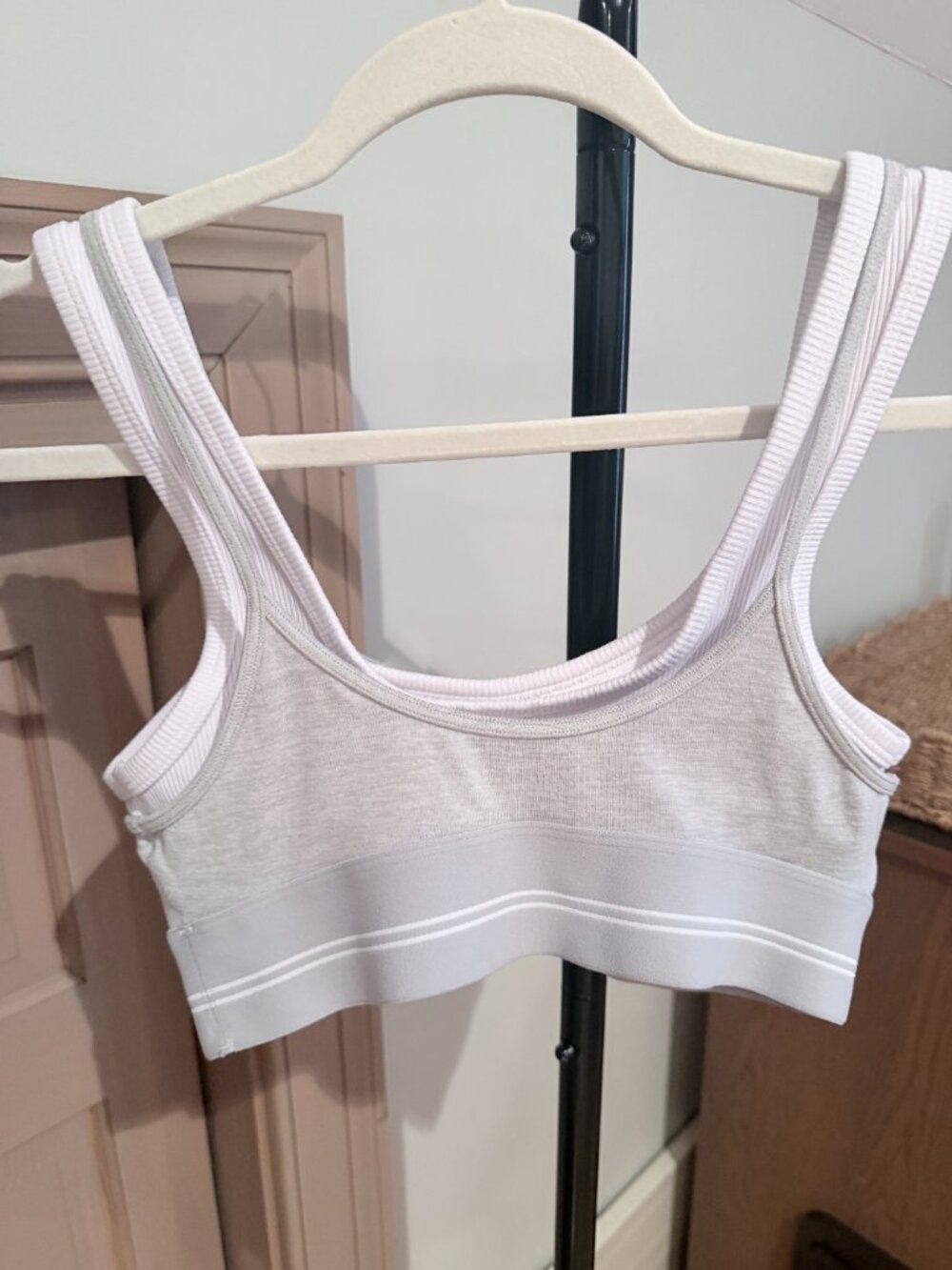 ALO Yoga Alosoft Better Together Bra Heather Grey White S - Picture 4 of 6